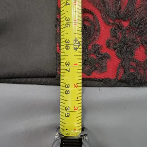 Connected Apparel Bodycon Dress 6 Black Red Floral Appliqué Party - Picture 9 of 11